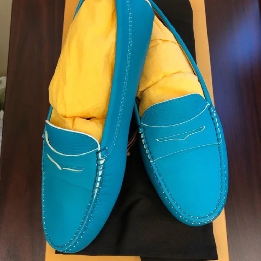 Tod's Turquoise Blue Leather Penny Loafers